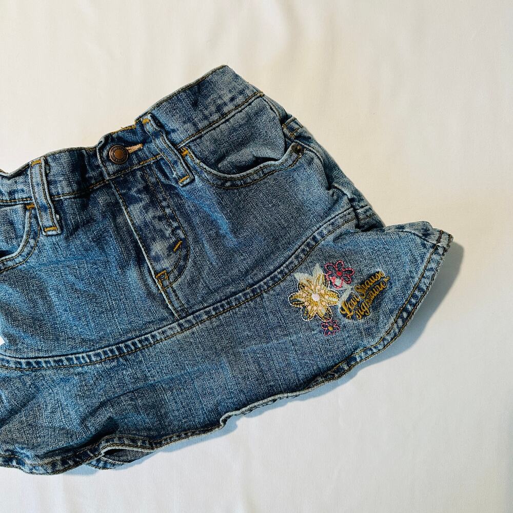 Vintage 2000s Y2K Levi Strauss Flower Embroidered Denim Jean Skort/Skirt Sz 24 m
